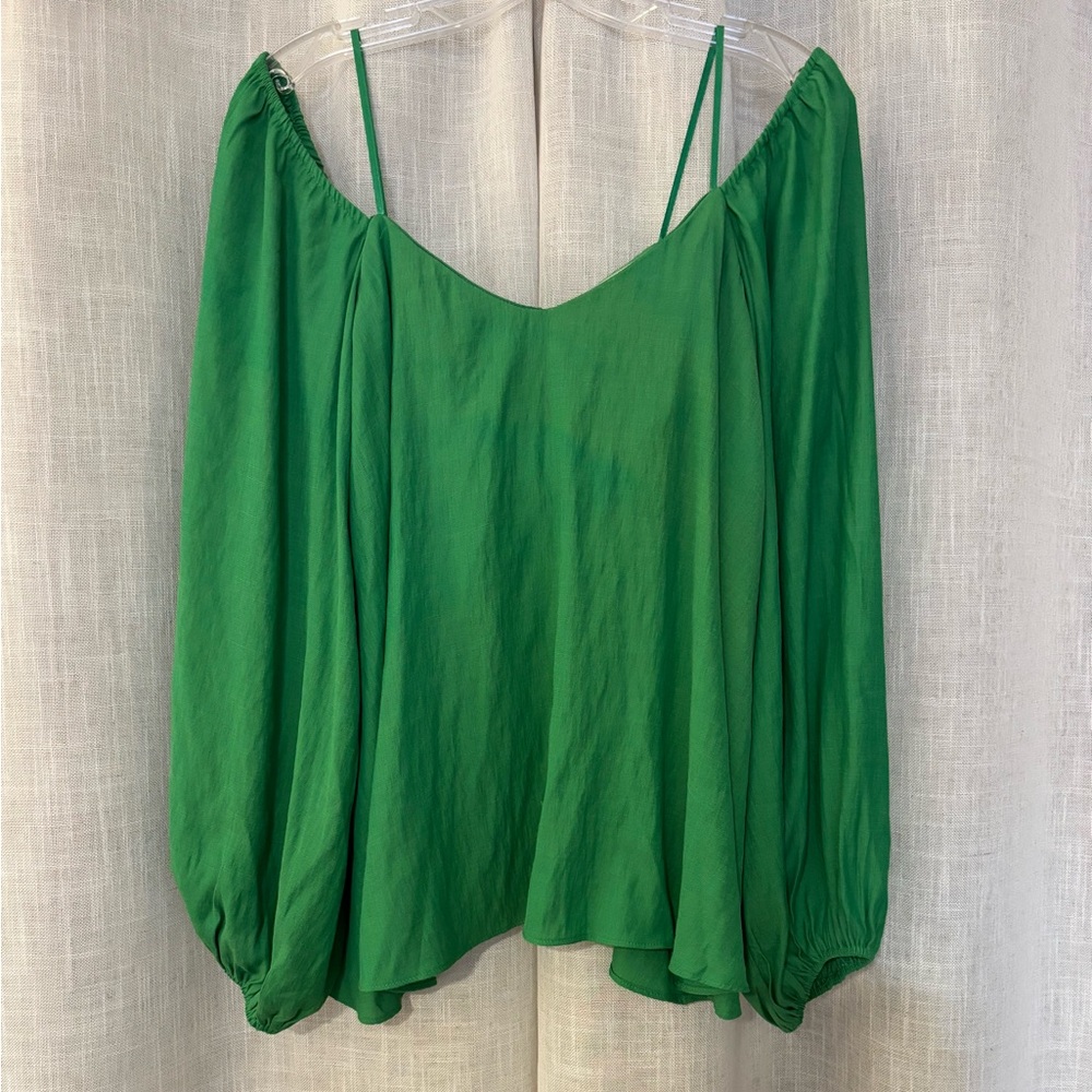 Pomander Place Vibrant Green Swing Linen Top